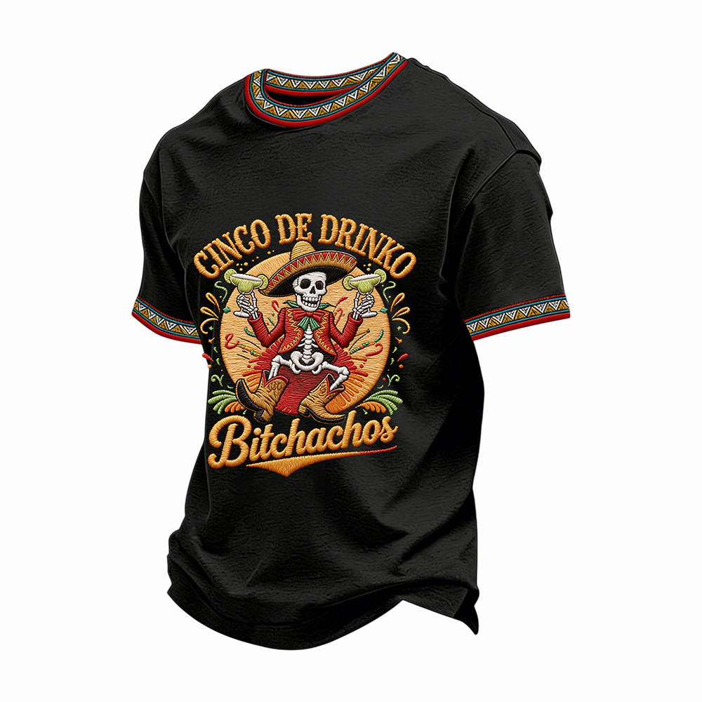 Cinco De Mayo Bitchachos Skeleton T-Shirt Mexican American Culture Clothing Line Gift Idea