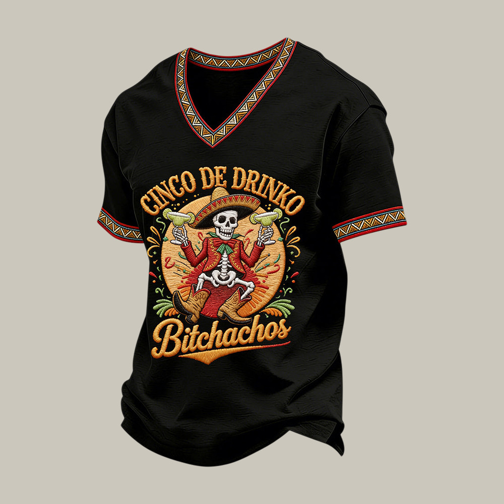 Cinco De Mayo Drinks Bitchachos V-Neck Shirt Cinco De Mayo 2026 Shirt Present For Him