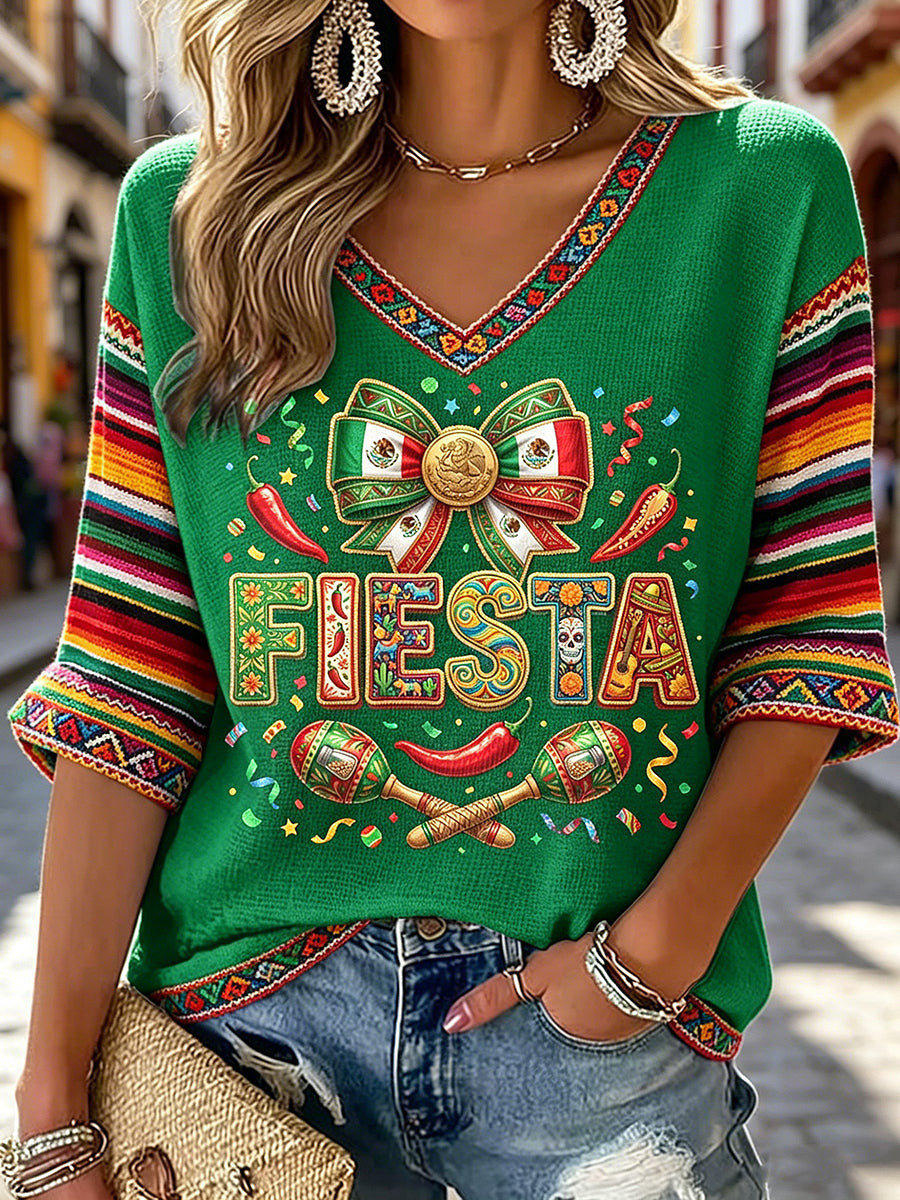Cinco De Mayo Fiesta V-Neck Raglan Shirt Cinco De Mayo Parade Clothing Gifts For Latina