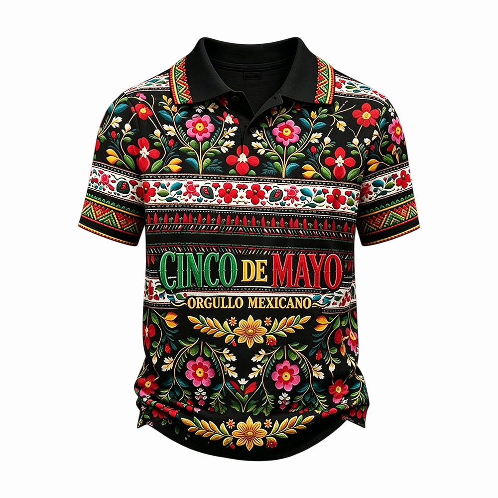 Cinco De Mayo Floral Polo Shirt Fiesta Mens Clothing Best Mexican Gifts