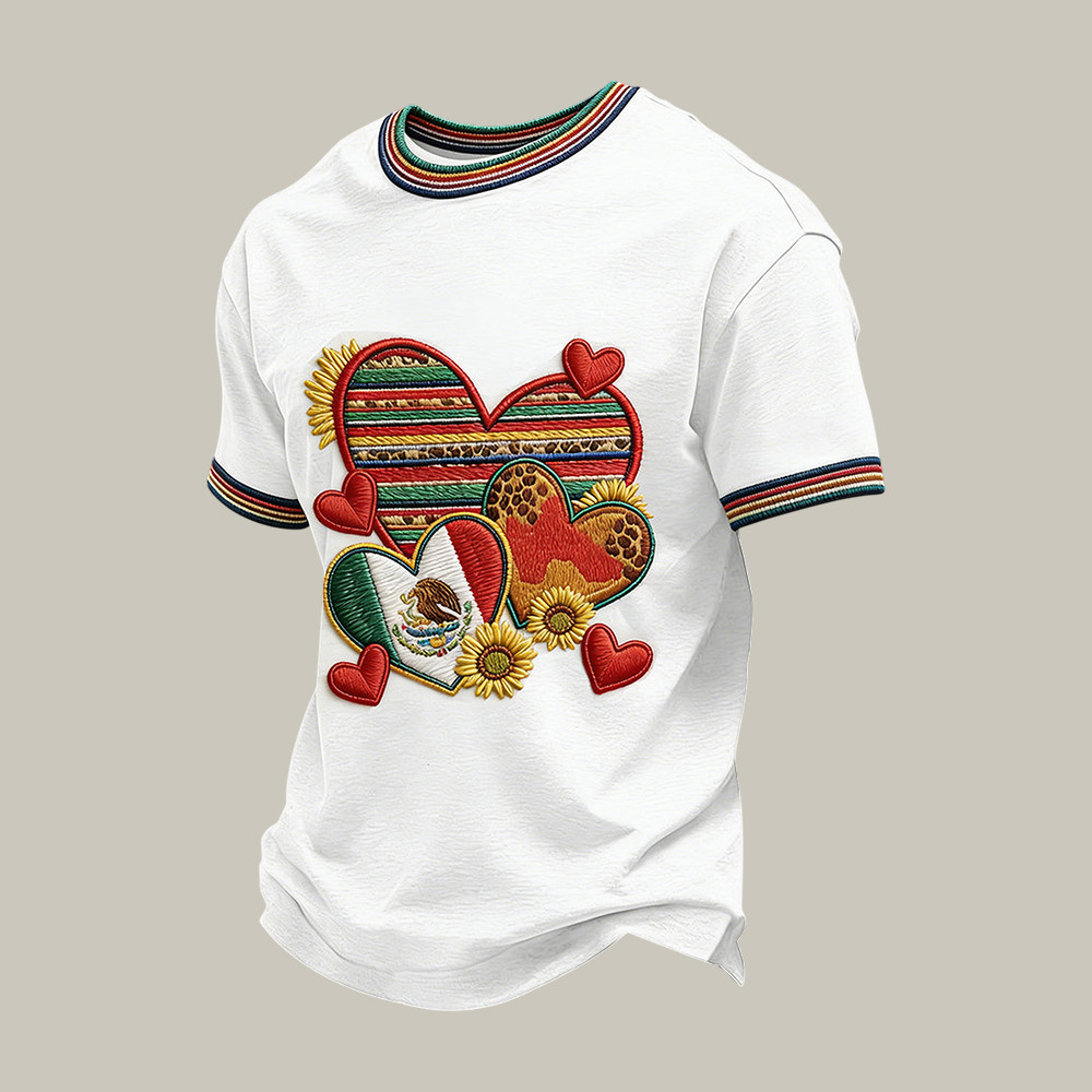 Cinco De Mayo Heart Graphic T-Shirt Mexican Heritage Shirt Good Gift For Father