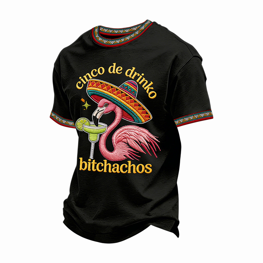 Cinco De Mayo Merch Cinco De Drinko Bitchachos Sombrero Flamingo T-Shirt Best Gift Ideas