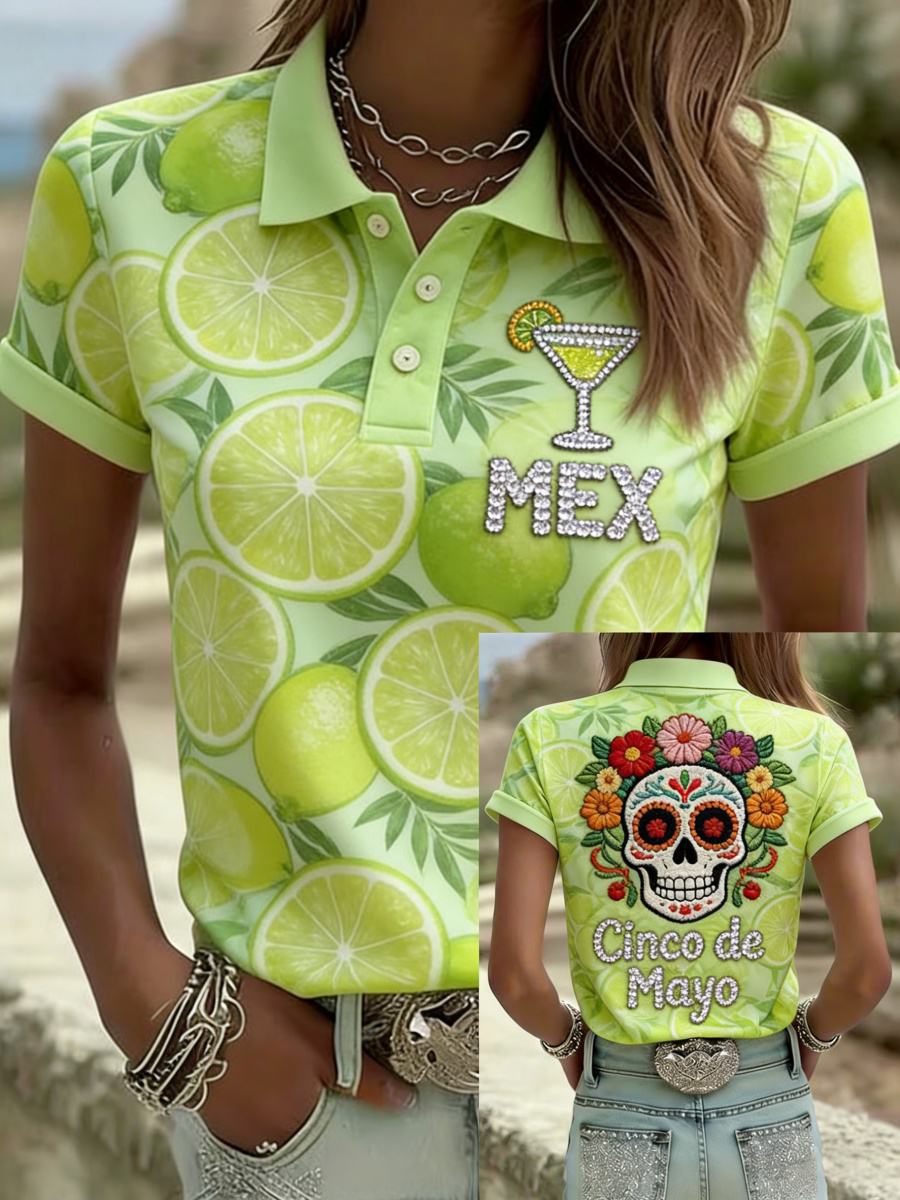 Cinco De Mayo Mex Polo Shirt Margarita Sugar Skull Mexican Fiesta Apparel Gifts For Latina