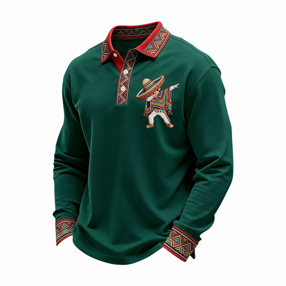 Cinco De Mayo Mexican Pride Polo Long Sleeve Shirt Mexican American Culture Merch Gift For Dad