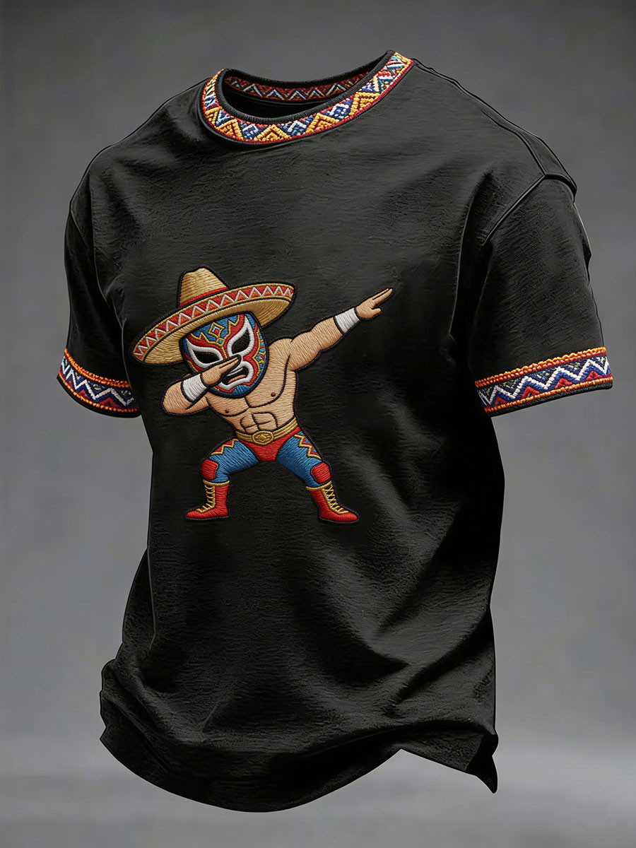 Cinco De Mayo Party T-Shirt Sombrero Luchador Dabbing Clothing Gift For Men