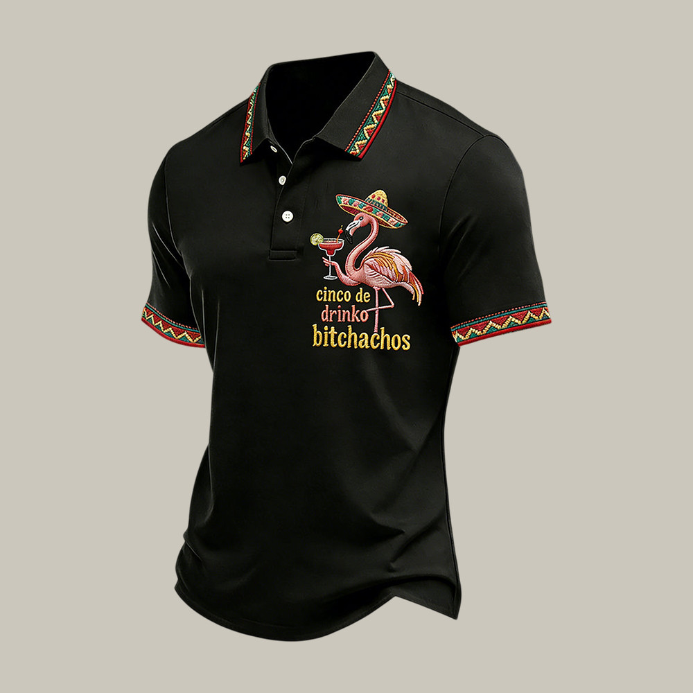 Cinco De Mayo Pink Flamingo Polo Shirt Cinco De Mayo 2026 Clothes Best Gift For Father's Day