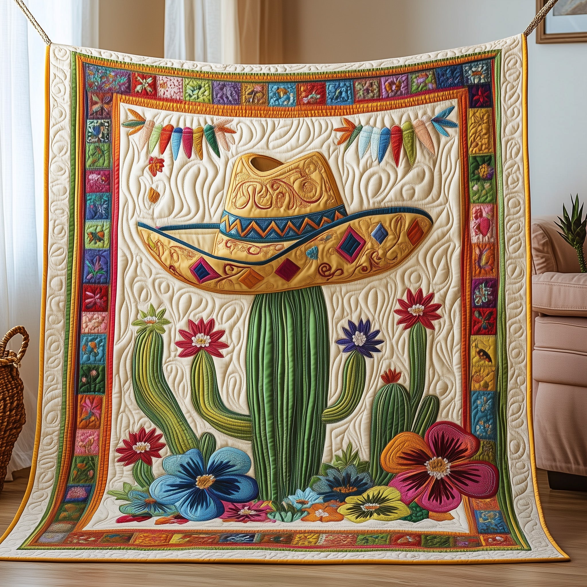 Cinco De Mayo Quilted Blanket Merchandise Throw BlanketMexican Themed Gift Ideas