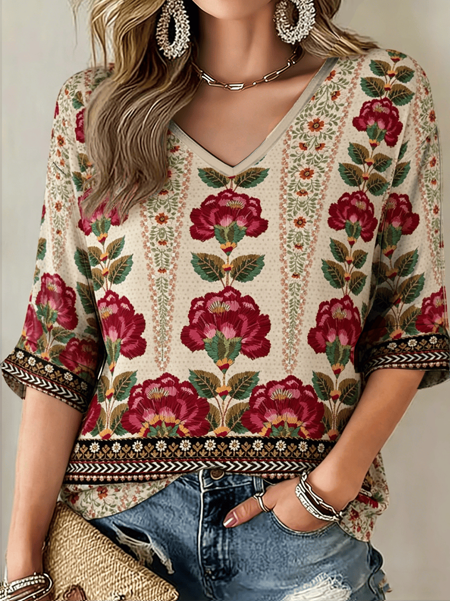 Cinco De Mayo Retro Floral V-Neck Raglan Shirt Mexico Festival Clothing Best Gift Ideas