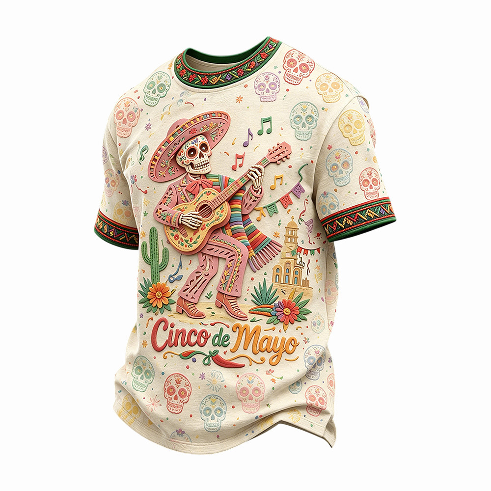 Cinco De Mayo Skeleton T-Shirt El Dia De La Batalla De Puebla Merch Mexican Gift Ideas