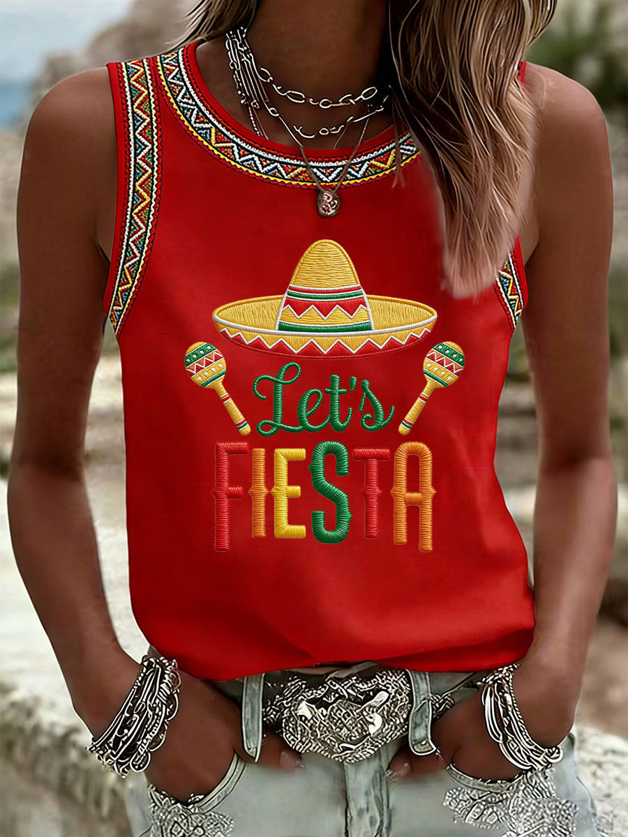 Cinco De Mayo Sombrero Let's Fiesta Tank Top Mexican Fiesta Merch Gift For Mexican