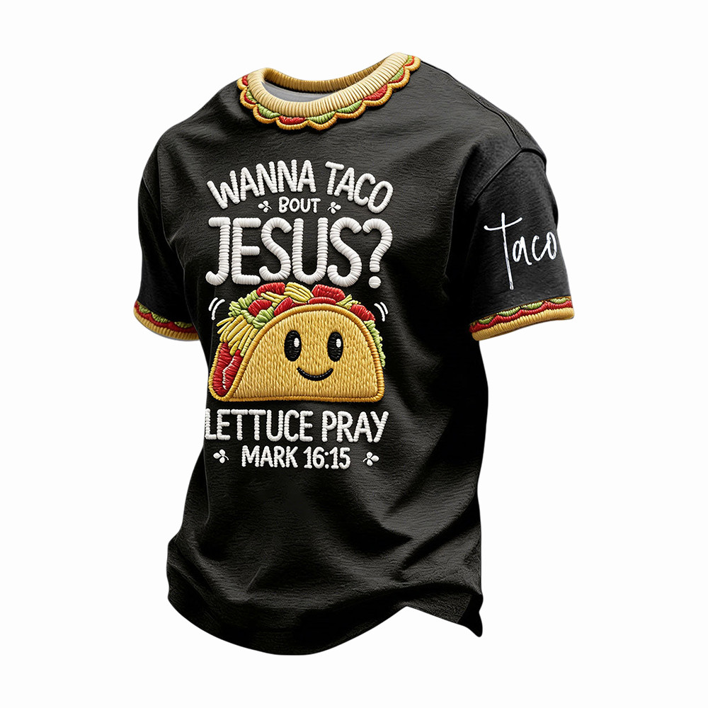 Cinco De Mayo T-Shirt Funny Wanna Taco Bout Jesus Mexico Festival Merch Gifts Ideas