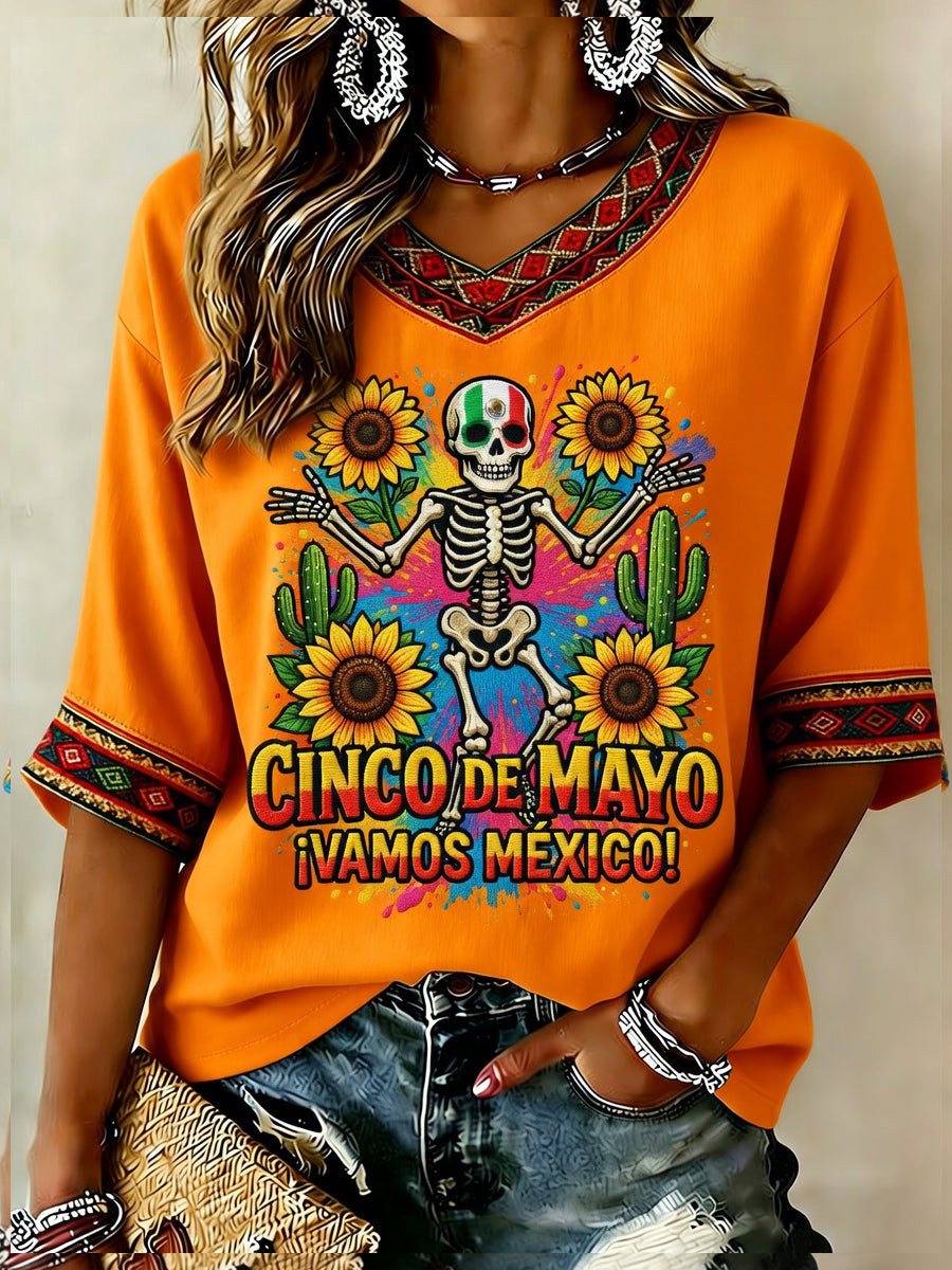 Cinco De Mayo V-Neck Raglan Shirt Ivamos Mexico Clothing Gifts For Holiday