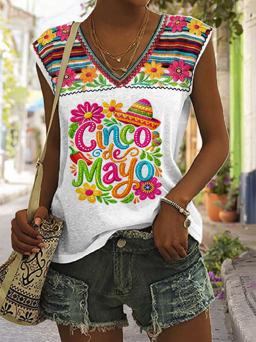 Cinco De Mayo V-neck Tank Top Vacation Apparel Best Holiday Gifts For Mom