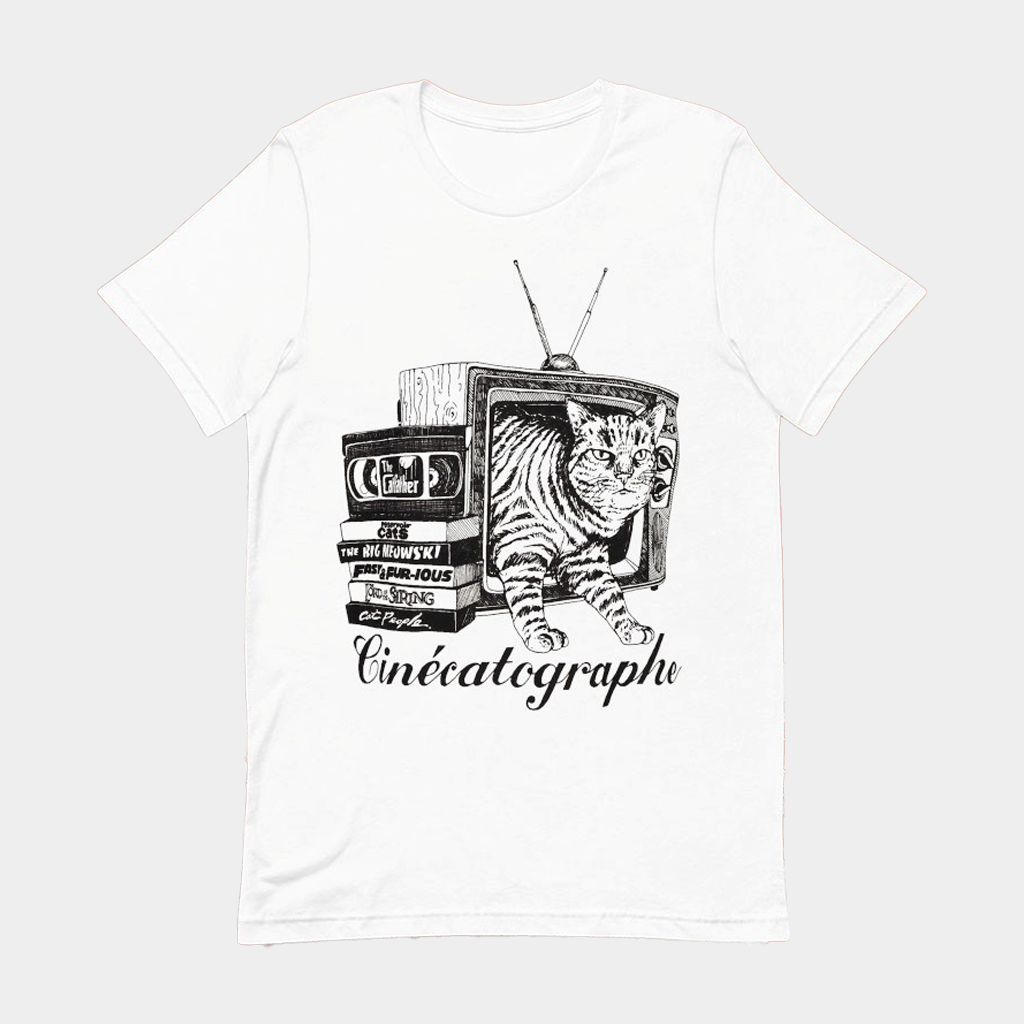 Cinecatographe Cat TV T-Shirt White Gifts Ideas For Girlfriend Cinecatographe Cat TV T-Shirt White Gifts Ideas For Girlfriend