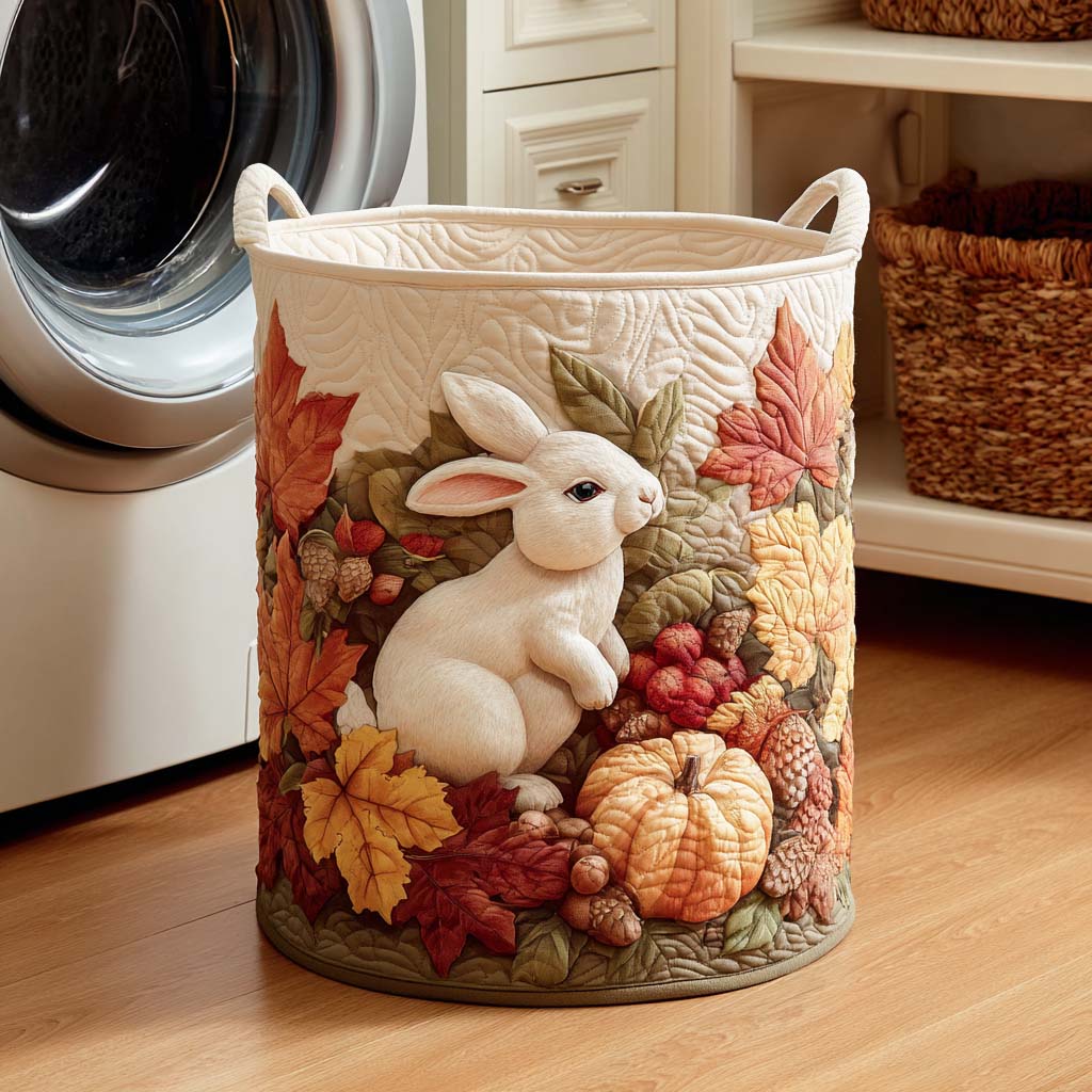 Cinnamon Bunny Quilted Laundry Basket Father's Day Merch Gift