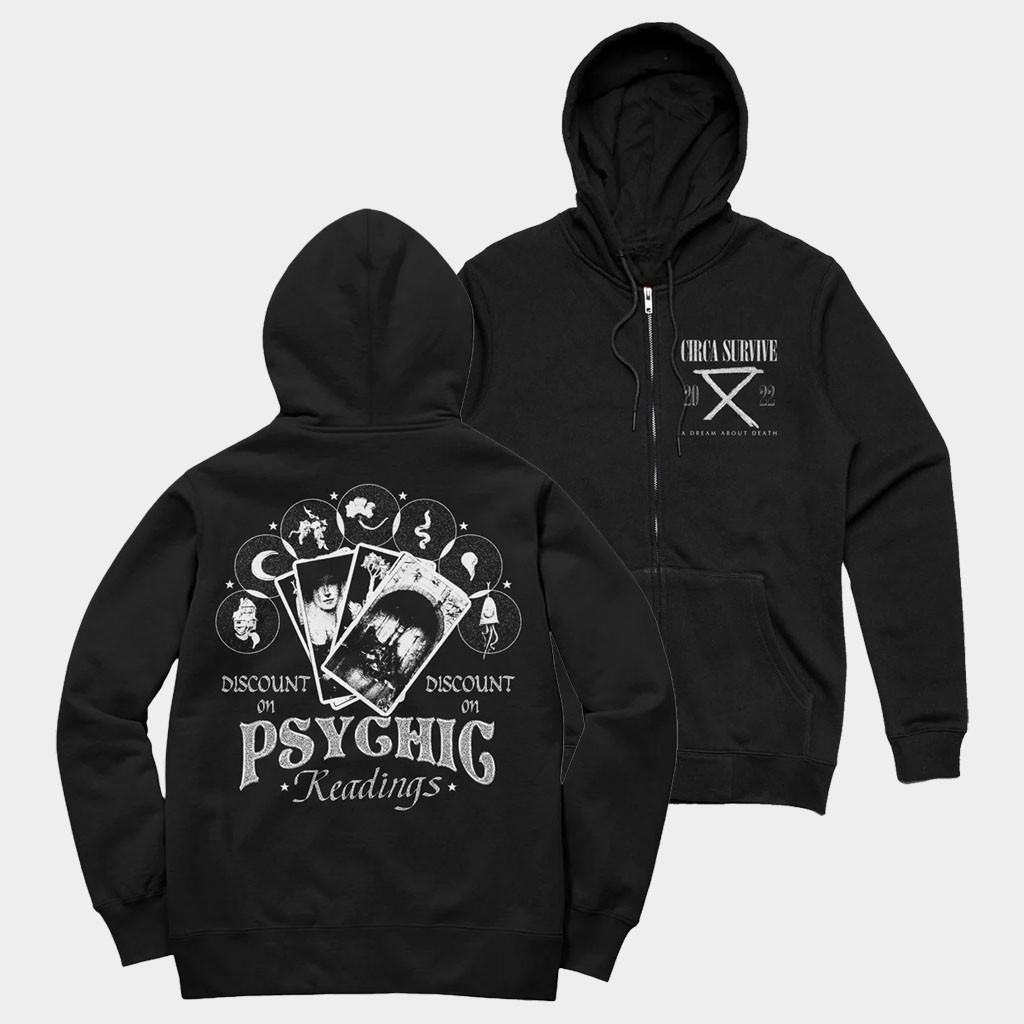 Circa Survive Merch Psychic Readings Zip Hoodie Unique Gifts For Rock Music Lovers Circa Survive Merch Psychic Readings Zip Hoodie Unique Gifts For Rock Music Lovers