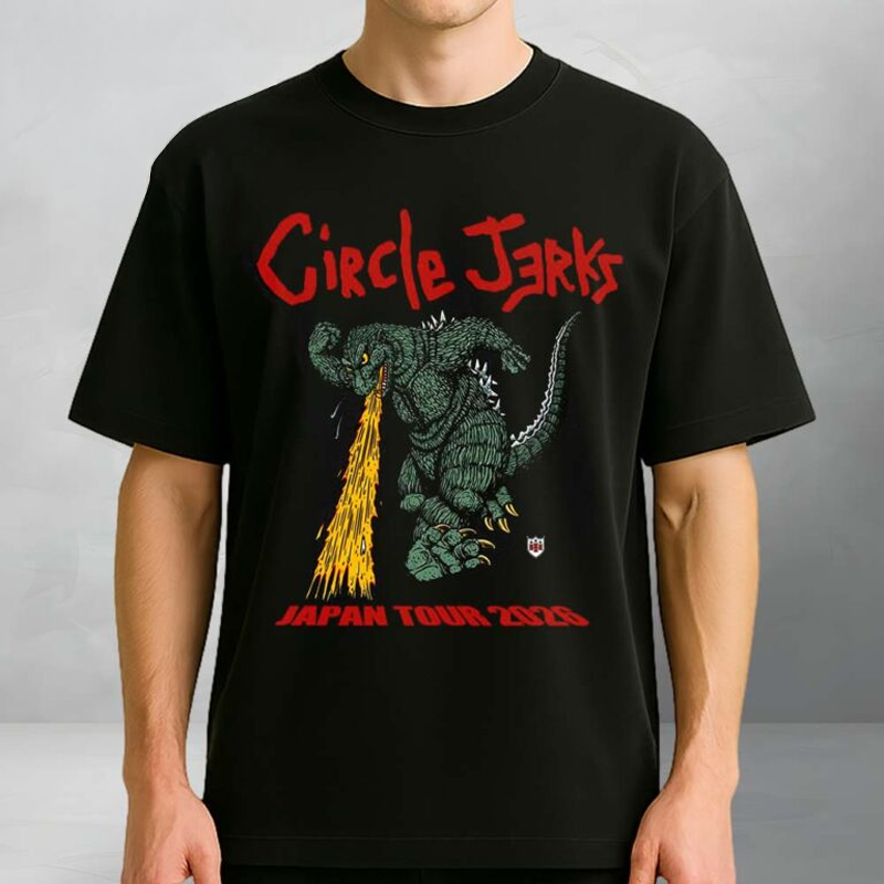 Circle Jerks Japan Tour 2026 Godzilla Graphic Tokyo Osaka T-Shirt Circle Jerks Merch