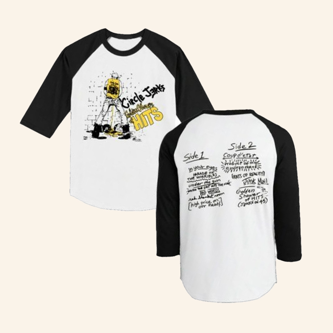 Circle Jerks Merch Golden Shower Of Hits Raglan T-Shirt Christmas Gifts For Band Fans Circle Jerks Merch Golden Shower Of Hits Raglan T-Shirt Christmas Gifts For Band Fans