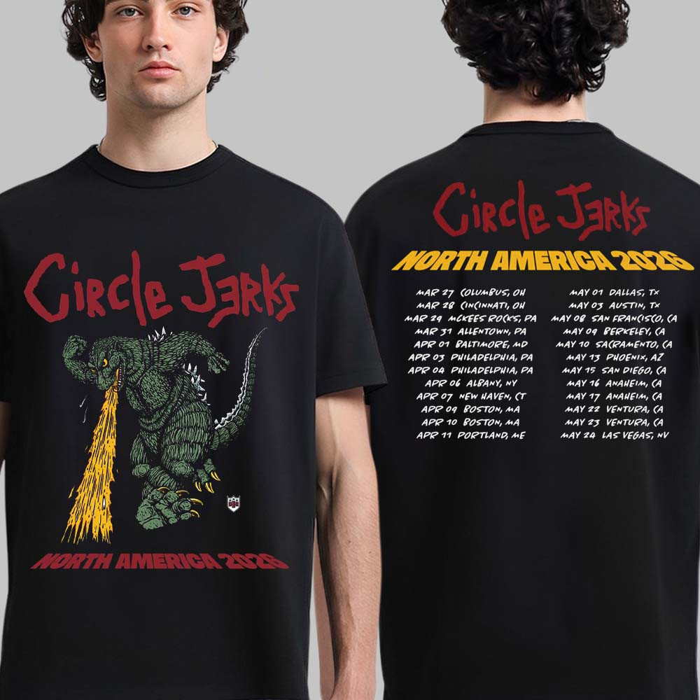 Circle Jerks North America Tour 2026 Merch Tee Godzilla Art T-Shirt Music Fan Apparel