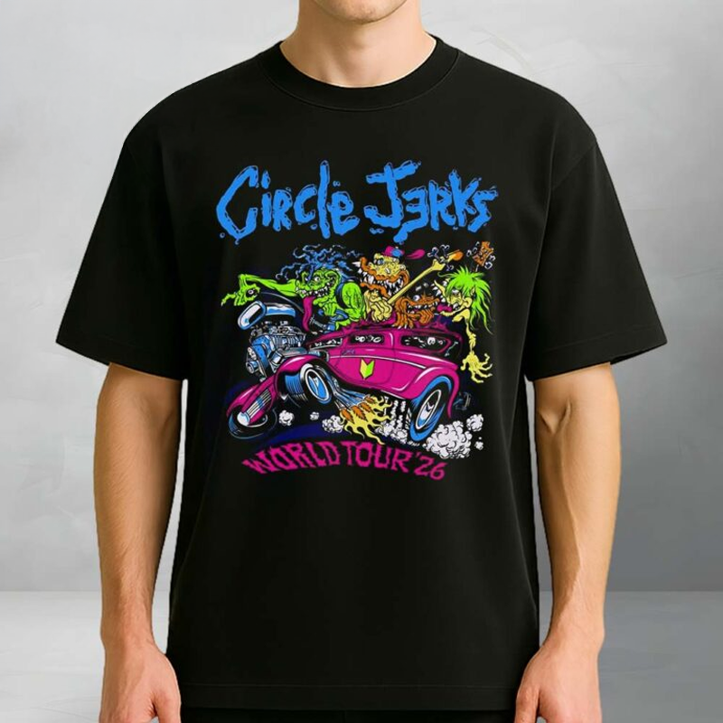 Circle Jerks World Tour 26 Japan 2026 Hot Rod Graphic T-Shirt Circle Jerks Merch For Fans