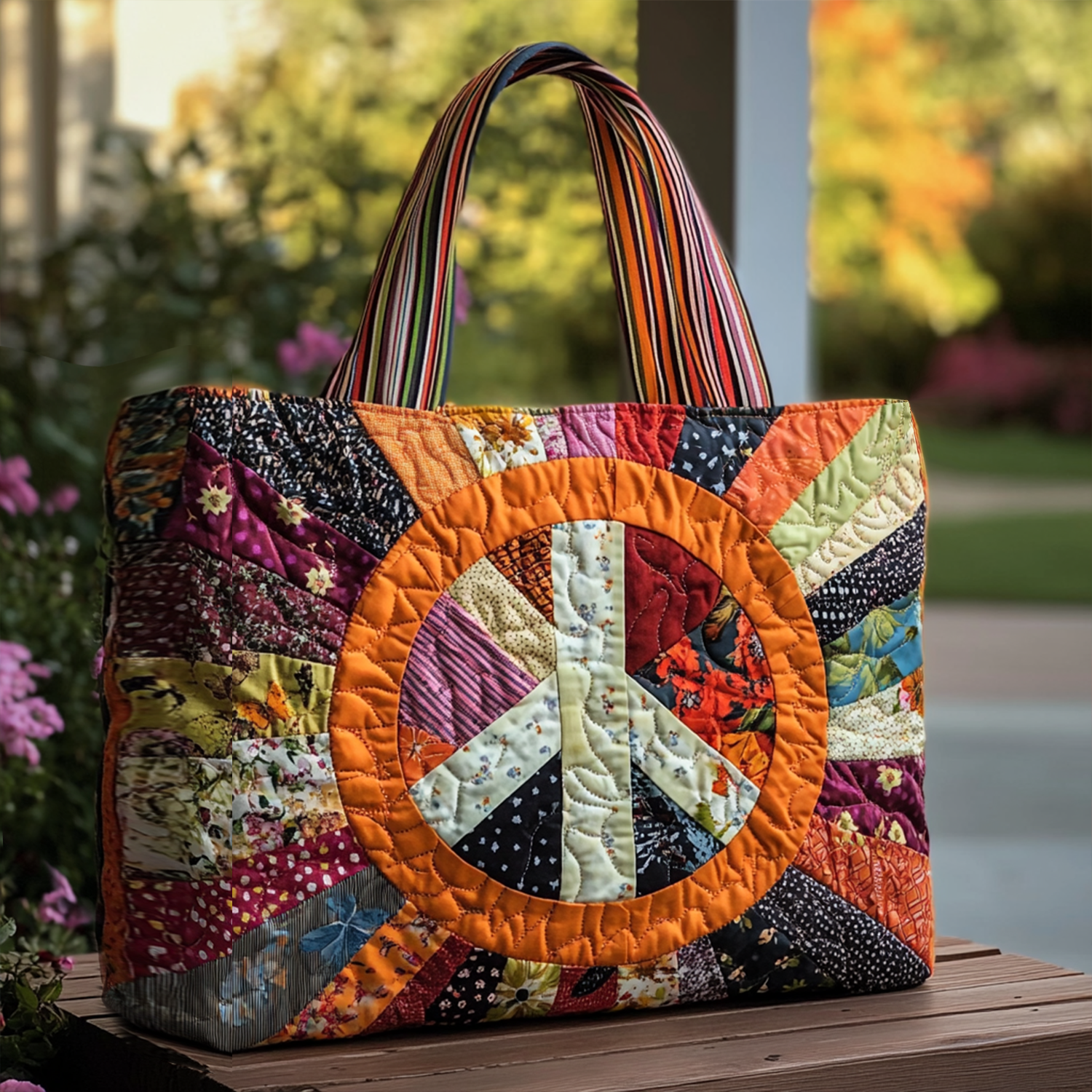 Circle of Calm Quilted Tote Bag Cool Gifts For Hippies