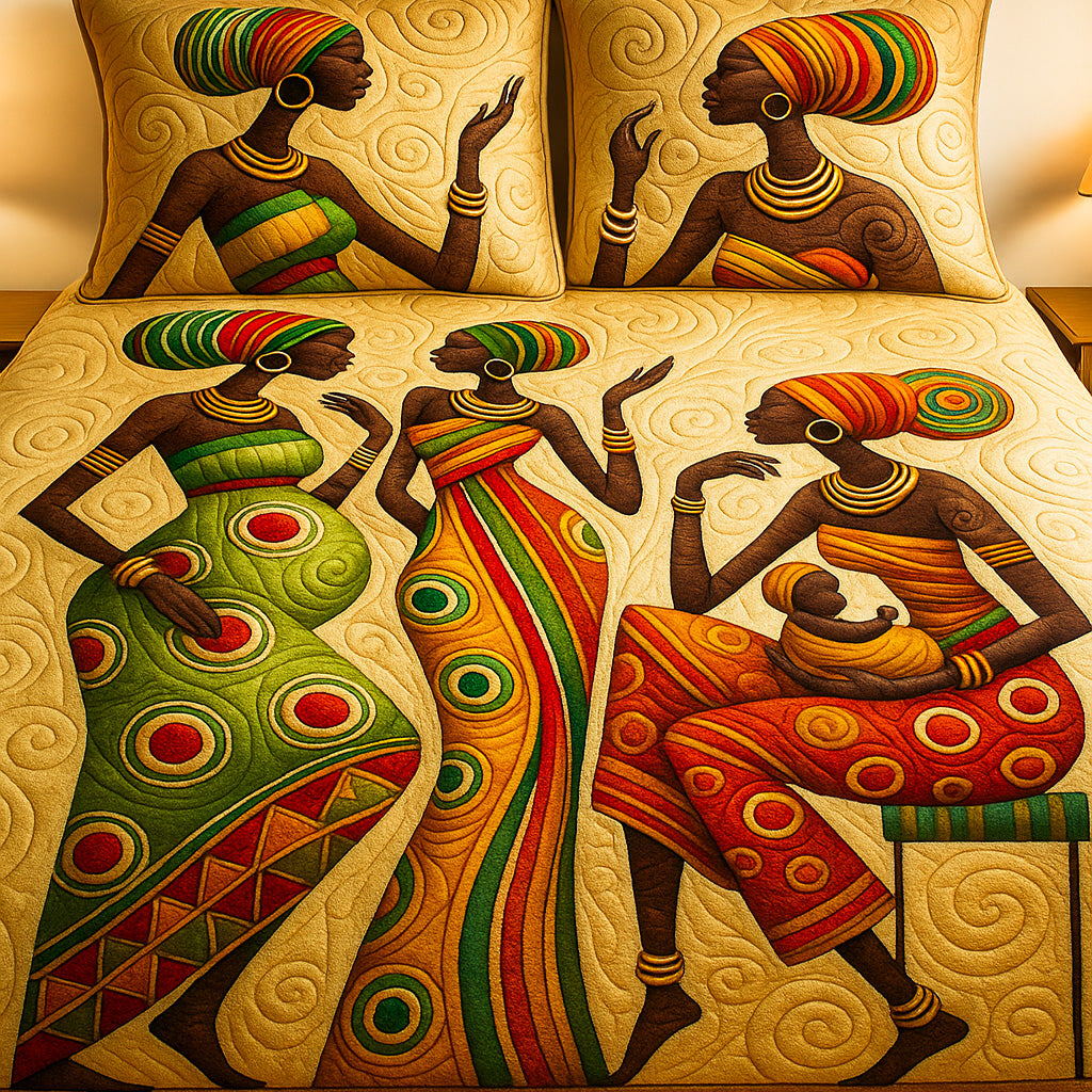 Circle of Life Quilted Bedding Set Cute Room Decor Black History Month Gifts