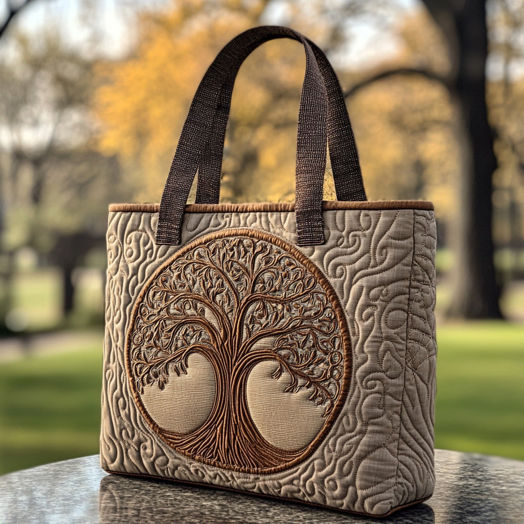 Circle of Roots Quilted Tote Bag Tree Of Life Gifts Mother'S Day