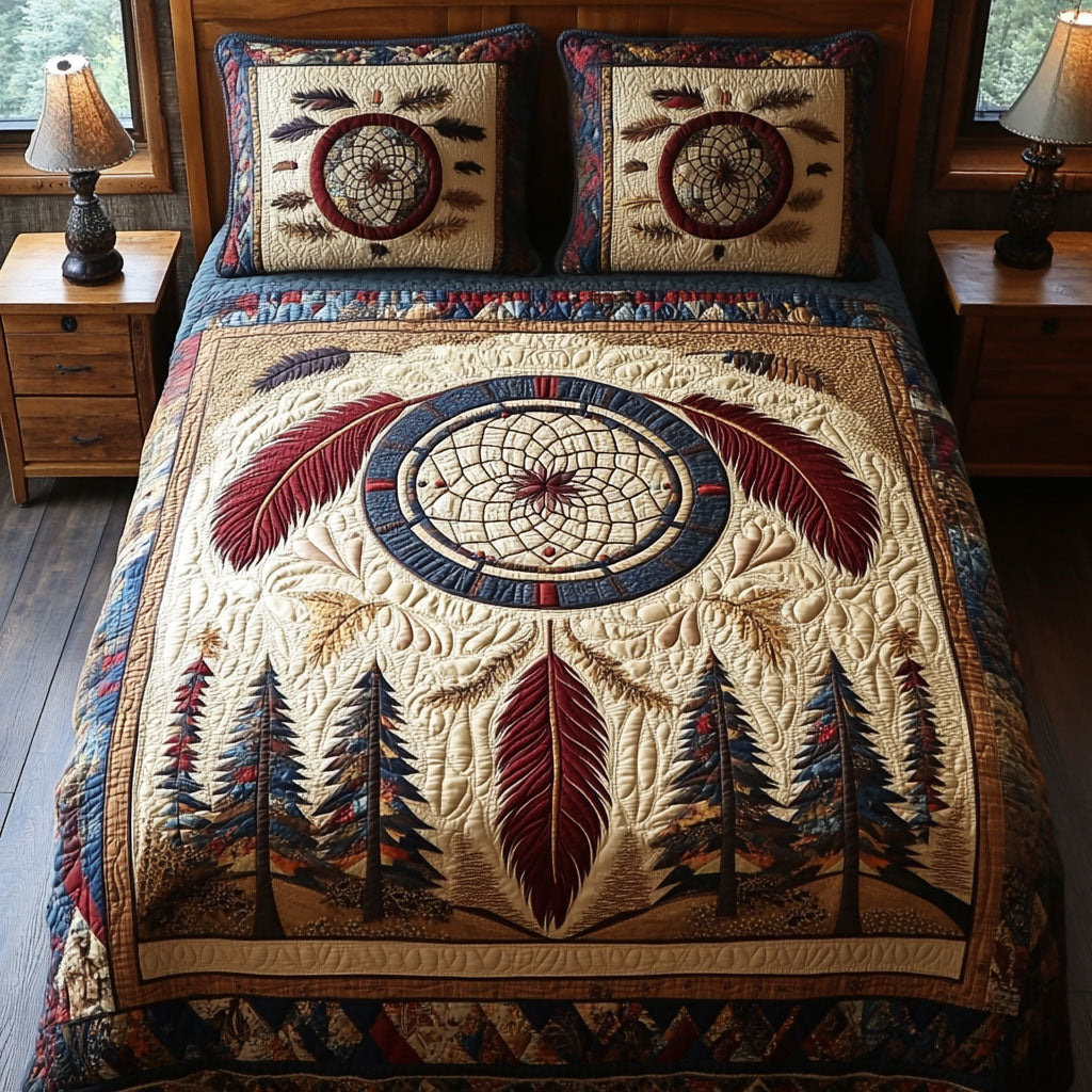 Circle of Stars Quilted Bedding Set Christmas Bedding Duvet Cover Unique Native American Gifts Ietms