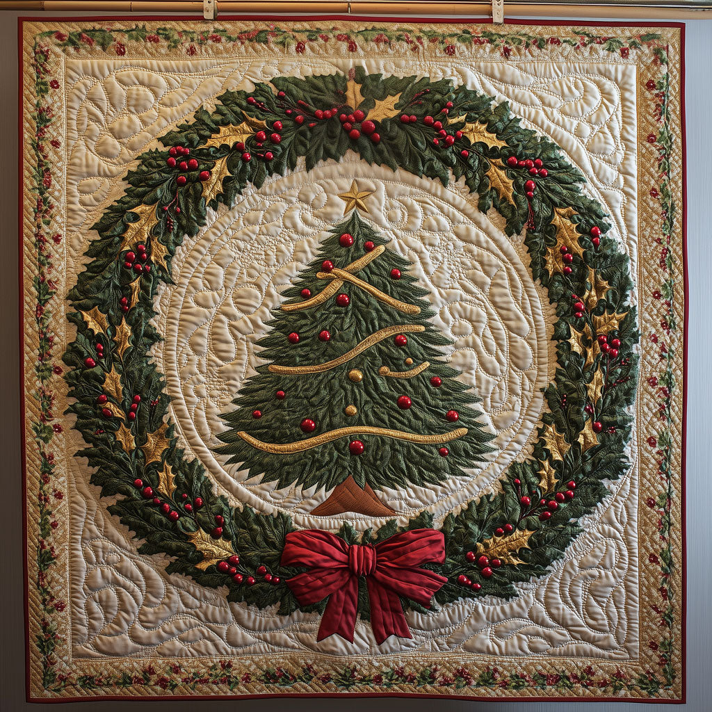 Circular Christmas Tree Quilt Beautiful Quilt Blanket Gift for Cozy Living
