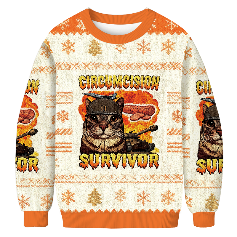 Circumcision Survivor Funny Cat Meme Christmas Ugly Sweatshirt Christmas Cozy Winter Wear Gift Ideas Circumcision Survivor Funny Cat Meme Christmas Ugly Sweatshirt Christmas Cozy Winter Wear Gift Ideas