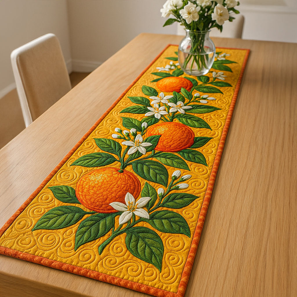 Citrus Blossom Bliss Quilted Table Runner Holiday Dining Table Decor Best Gifts For Flower Lovers