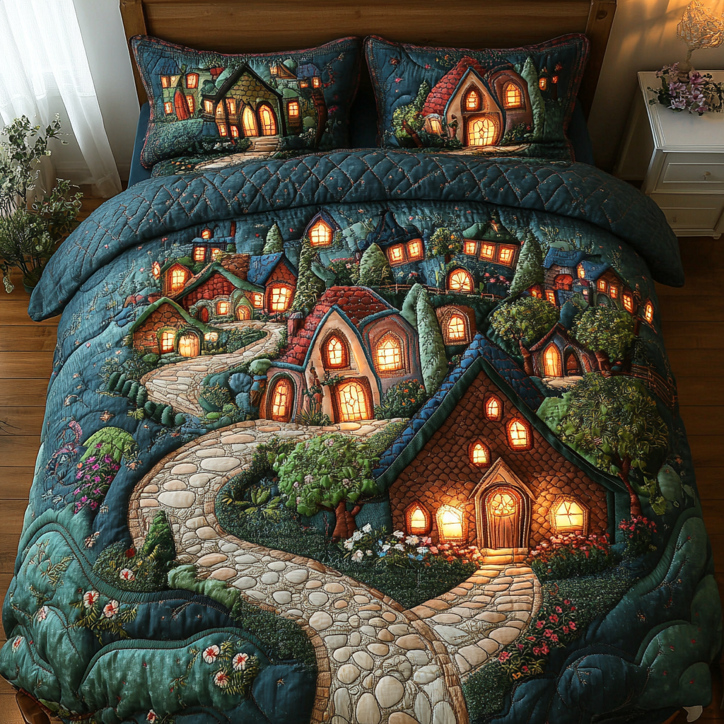 City Life Quilted Bedding Set Bed Decor Xmas Gift For Whole Family