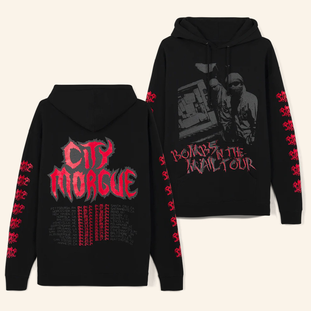 City Morgue Merch Bombs In The Mail Tour Reflective Hoodie Gifts For Rap Fans