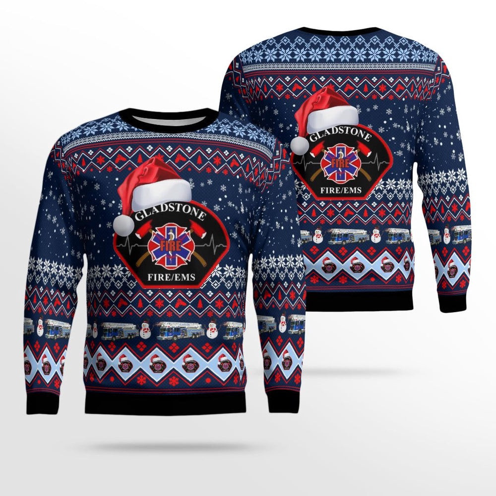 City of Gladstone Fire-EMS Christmas AOP Ugly Sweater Xmas Unisex Sweater Christmas Gifts For Men Women