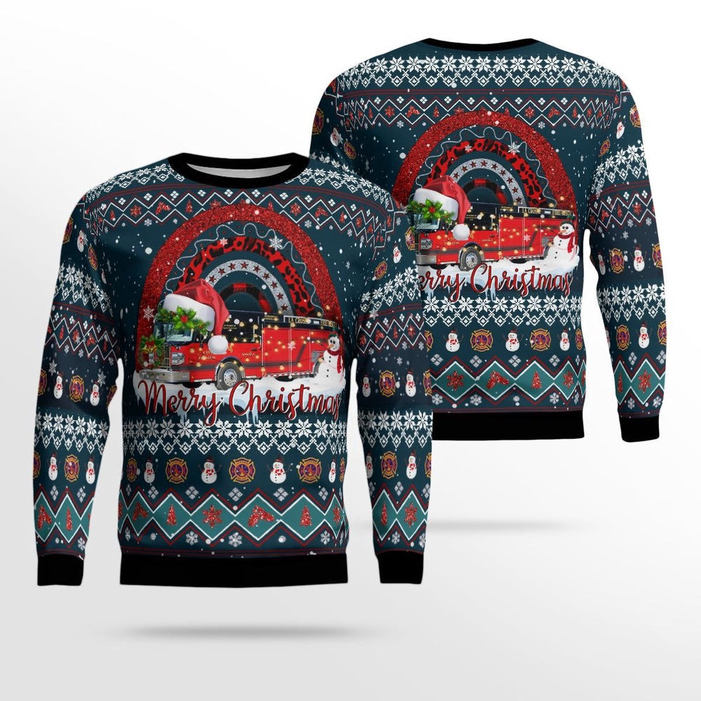 City of La Crosse Fire Department Christmas AOP Ugly Sweater Xmas Unisex Sweater Christmas Gifts For Men Women