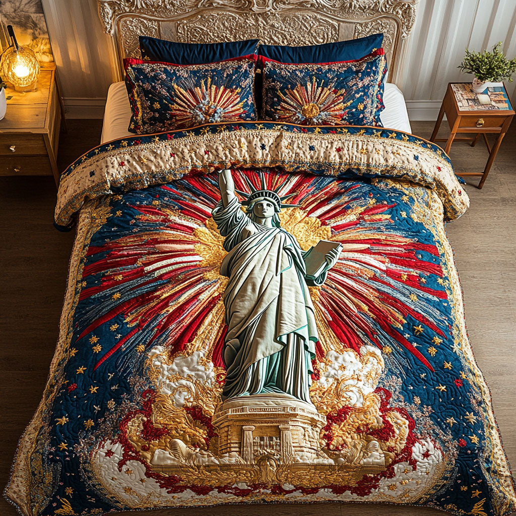 City of Liberty Quilted Bedding Set Unique Bed Sheet Set Patriotic Presents
