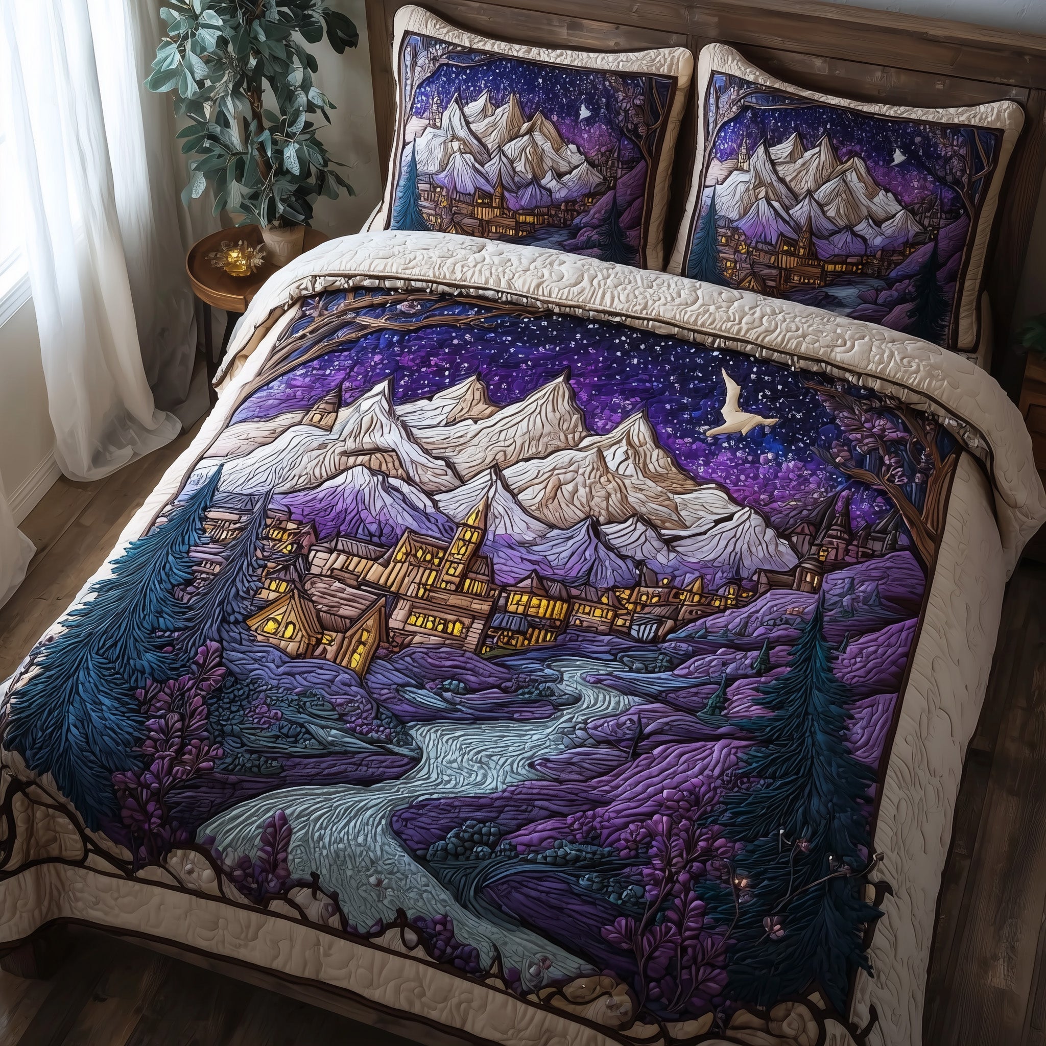 City of Starlight Quilted Bedding Set Duvet Cover Bedspread Book Lovers Gifts For Brothers