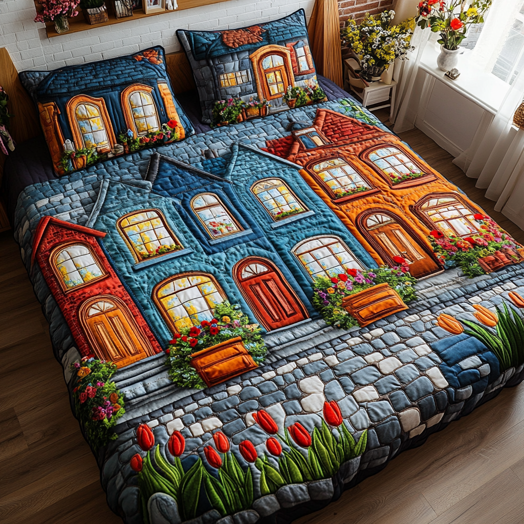 City Vibe Quilted Bedding Set Bedroom Decorations Father In Law Gifts Christmas