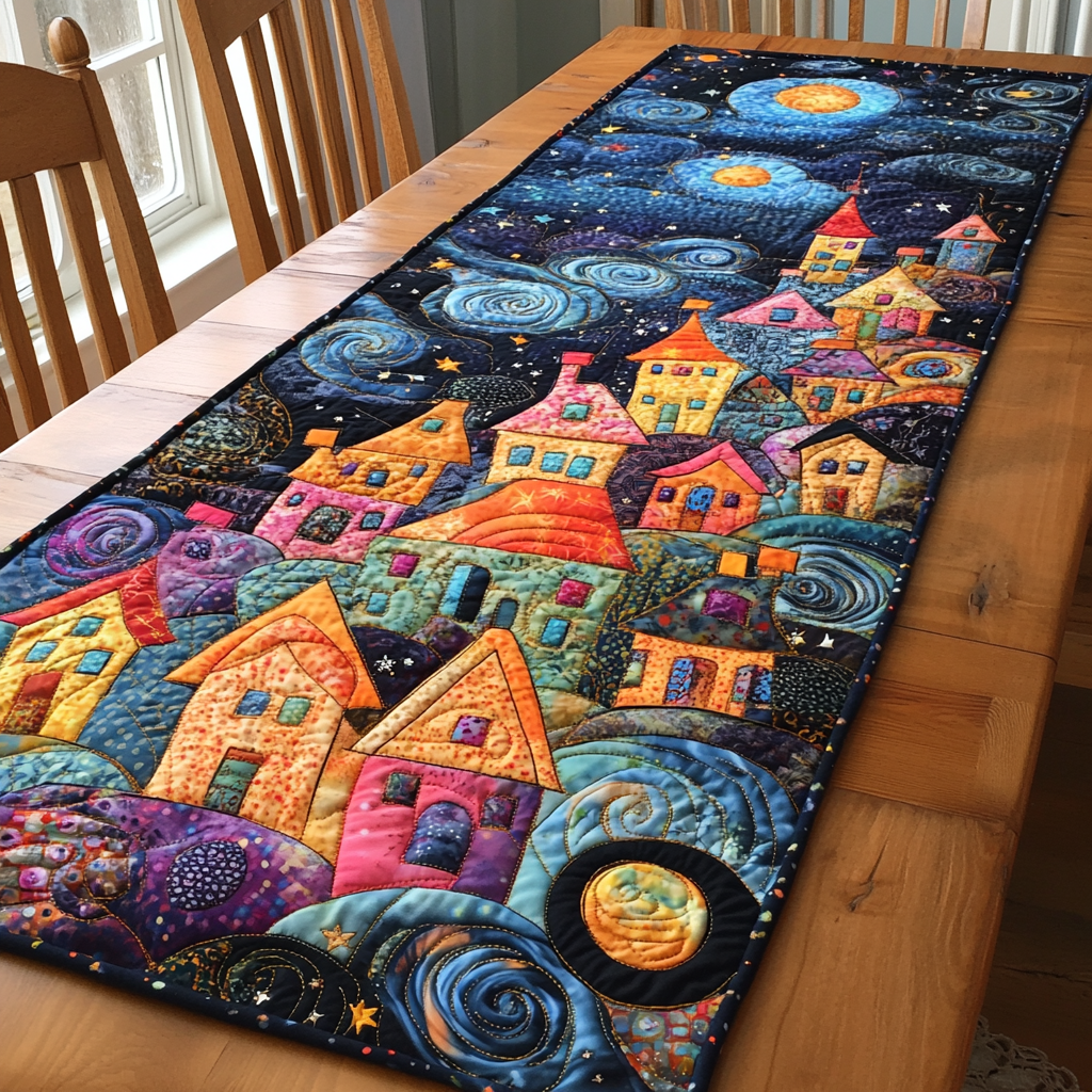 Cityscape Dreams Quilted Table Runner Dining Table Decor Ideas Presents For Mother In Law