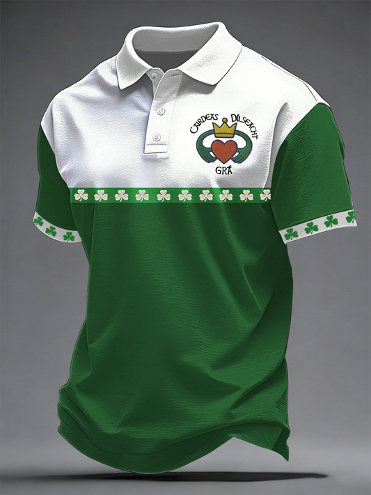 Claddagh Irish Polo Shirt St Patricks Day Outfit Love Loyalty Friendship Best Gift Men