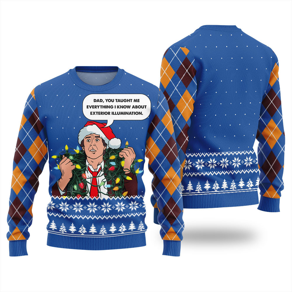 Clark Griswold Exterior Illumination Tangled Lights Christmas Sweater Custom Christmas Sweatshirt for Family Matching