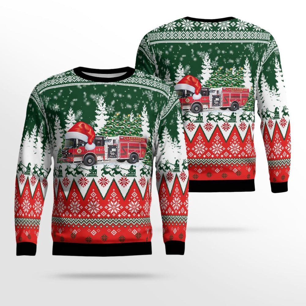 Clarksdale Mississippi Clarksdale Fire Rescue AOP Ugly Sweater Xmas Unisex Sweater Christmas Gifts For Men Women