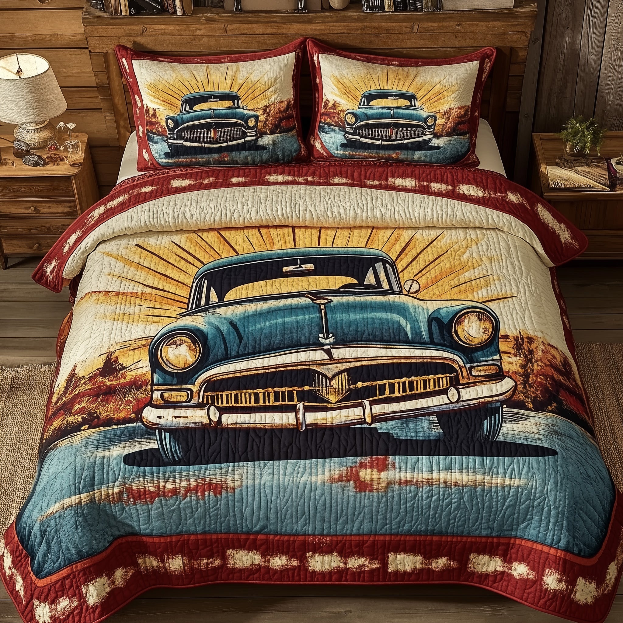 Classic Car Quilted Bedding Set Duvet Cover Merchandise The Best Housewarming Gifts