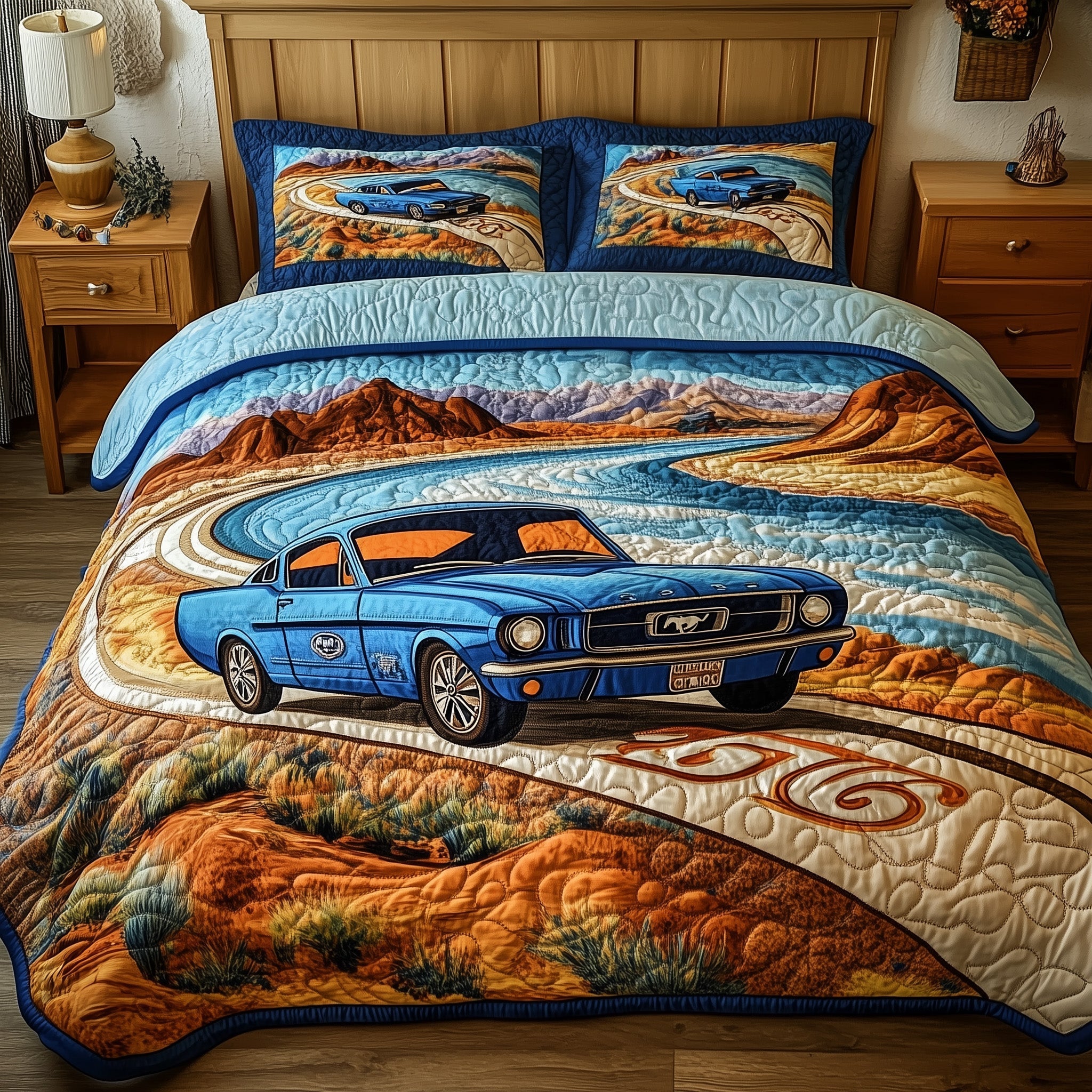 Classic Car Quilted Bedding Set Duvet Cover Merchandise Unique House Warming Gift