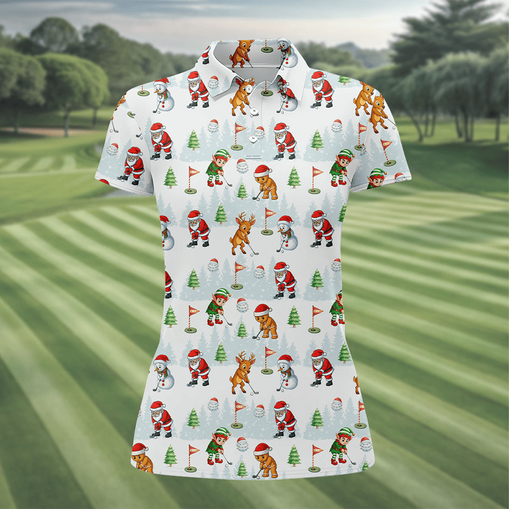 Classic Christmas Characters Xmas Polo Shirt Golf Themed Christmas Gifts For Golf Passion