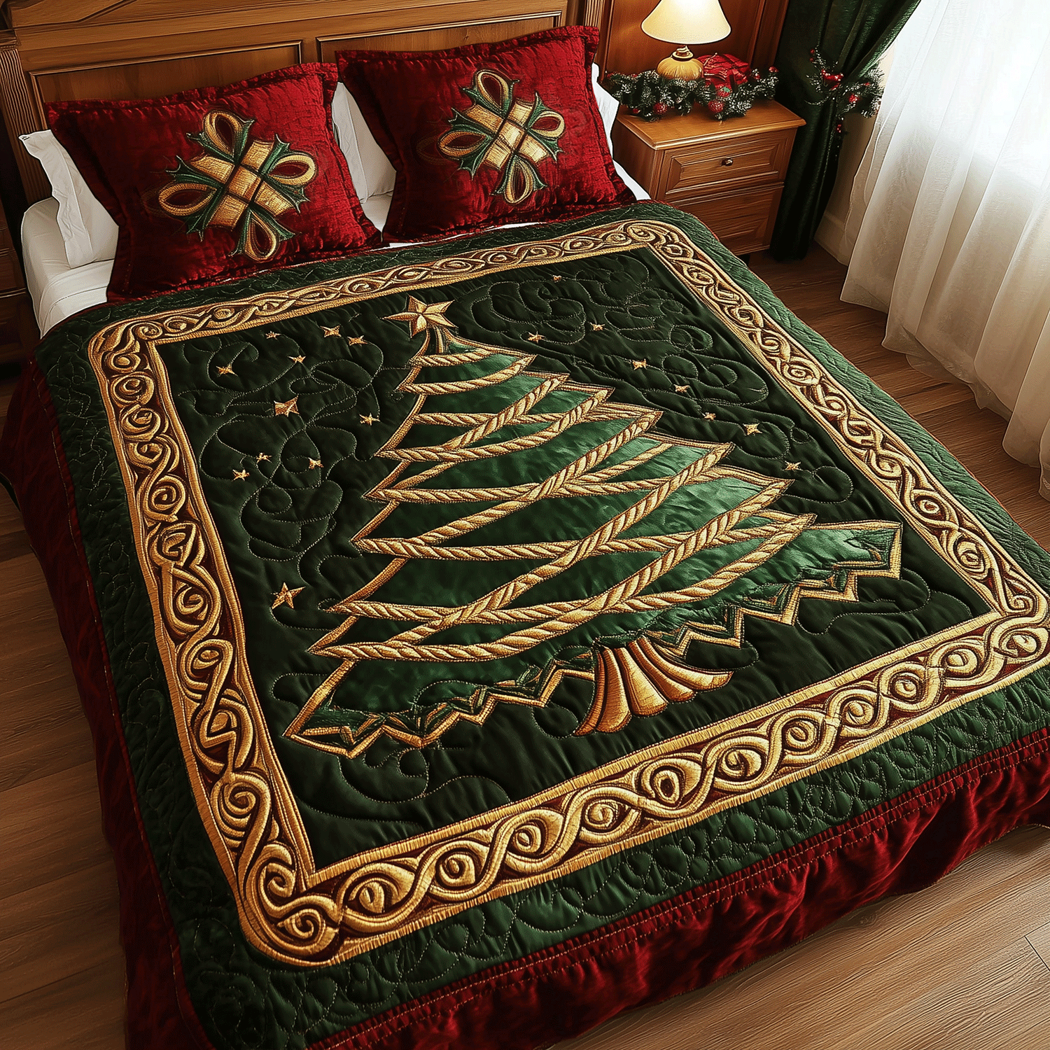 Classic Christmas Tree Quilted Bedding Set Best Duvet Covers Romantic Christmas Gifts For Wife