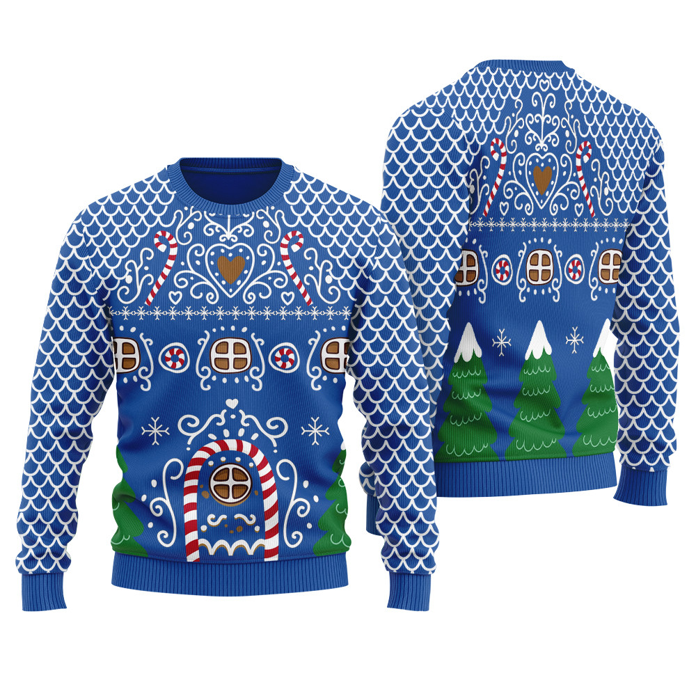 Classic Gingerbead House Womens Ugly Christmas Sweater Heartwarming Christmas Gift Sweater for Him or Her