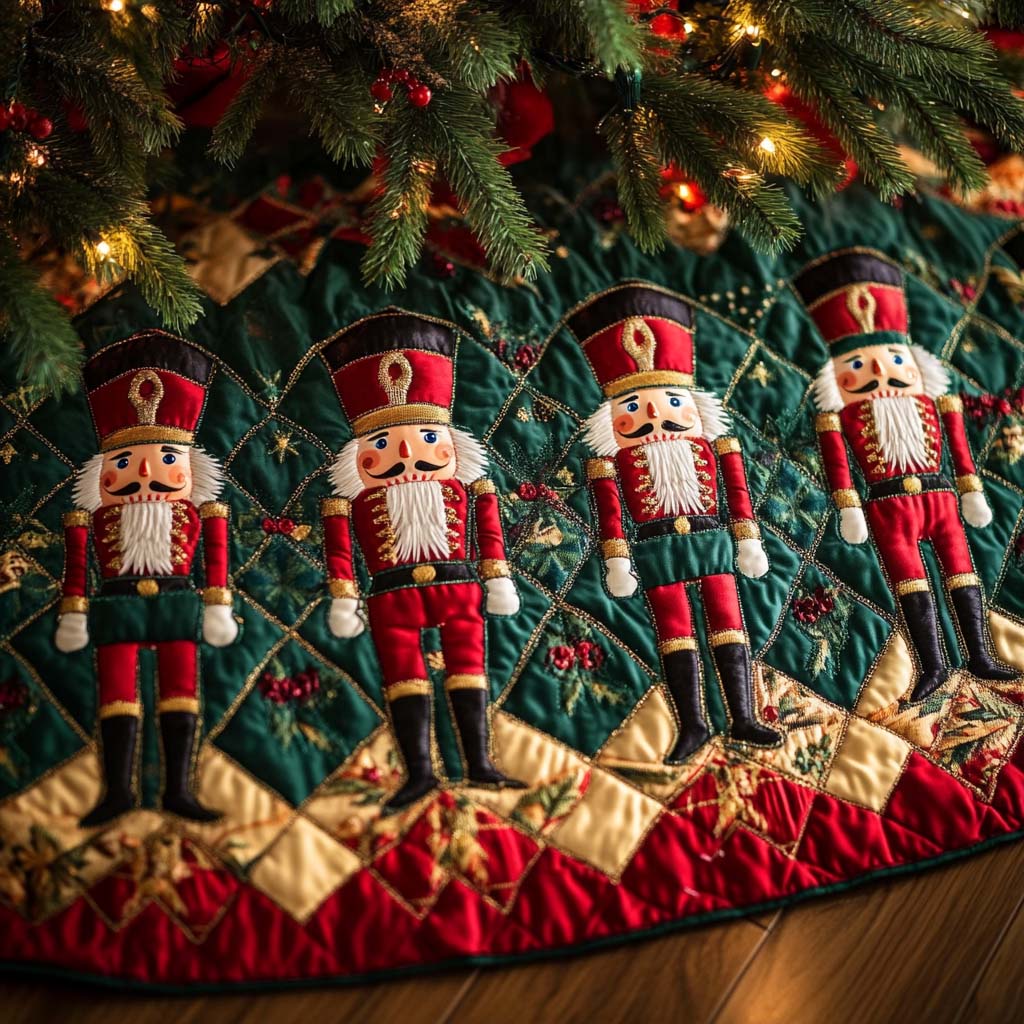 Classic Nutcrackers Christmas Quilted Tree Skirt Winter Holiday Decor Best Christmas Gift Ideas
