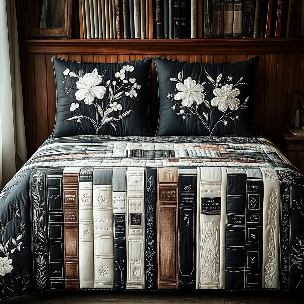 Classic Pages Quilted Bedding Set Duvet Cover Bed Sheet Set Unusual Book Gifts Items