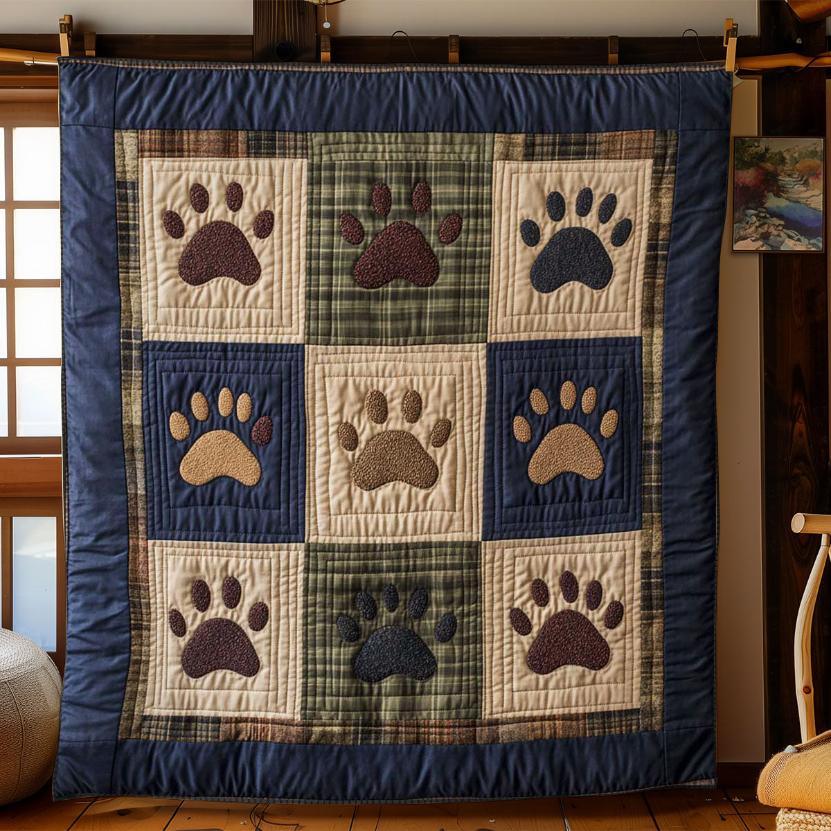 Classic Paw Dog Quilt Unique Quilt Blanket Gift for Special Occasions